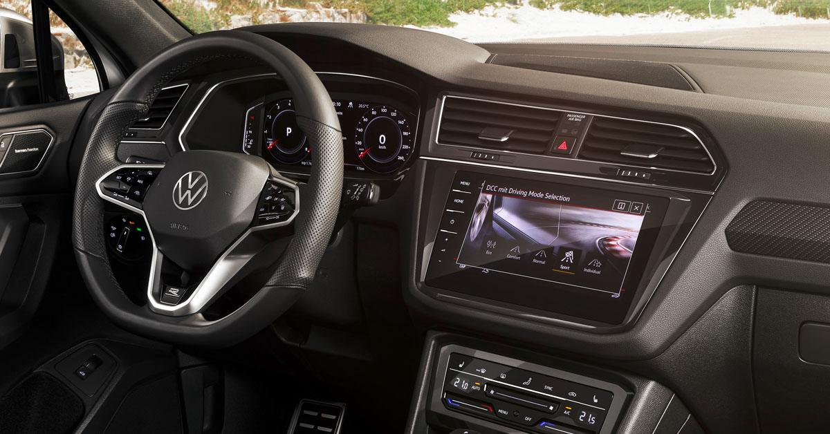 A picture of the interior dashboard of the 2021 Volkswagen Tiguan Allspace