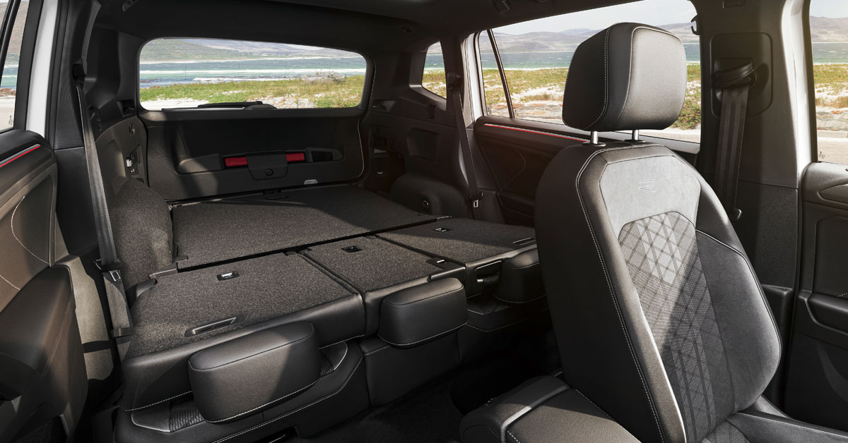 A picture showing the total available interior storage space of the 2021 Volkswagen Tiguan Allspace