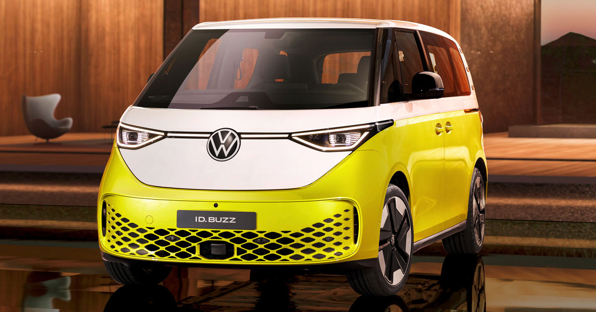 An image of the interior of the new 2022 Volkswagen ID. Buzz exterior from the front