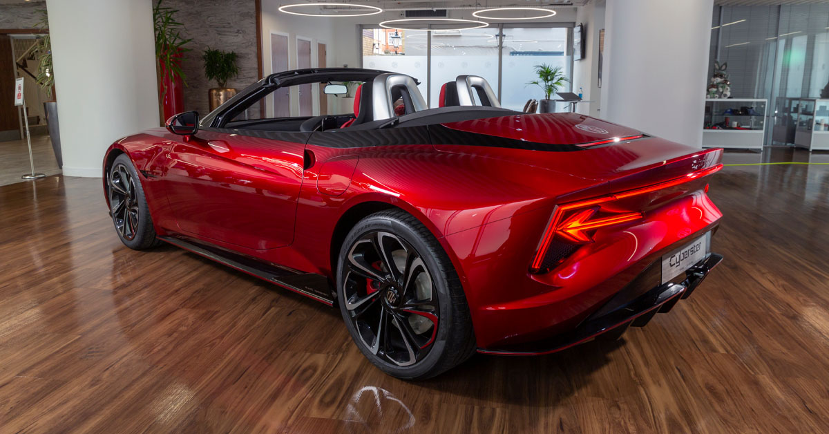 An image of the rear of the 2024 MG Cyberster Roadster EV