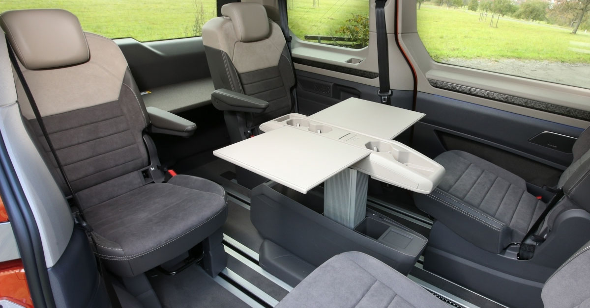 An image of the 2022 Volkswagen Multivan showing the interior swivel table