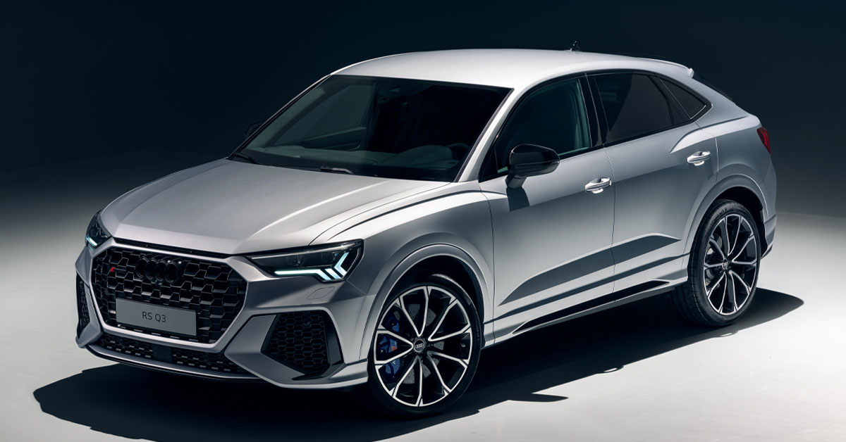 An image of a 2022 Audi RS Q3 in Dew Silver paint