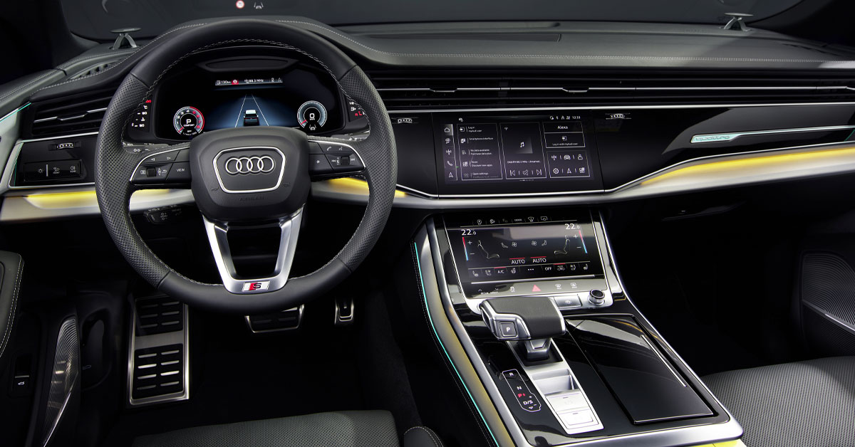 An image showing the interior dashboard area of the 2023 update for the Audi Q8 SUV
