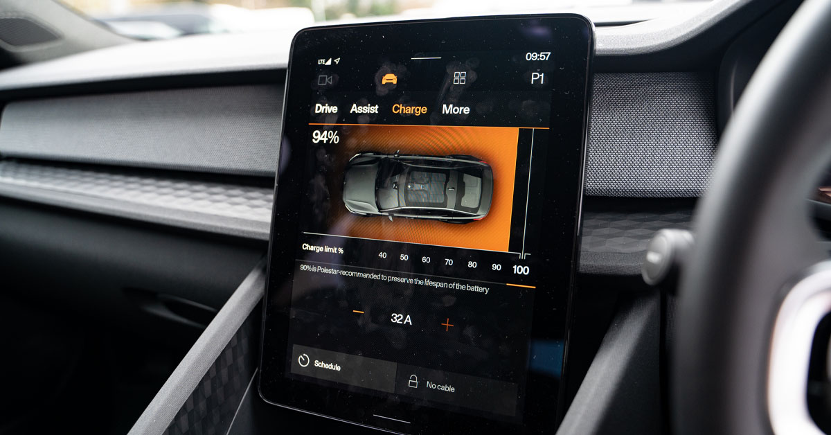 An image of the interior of a 2022 Polestar 2