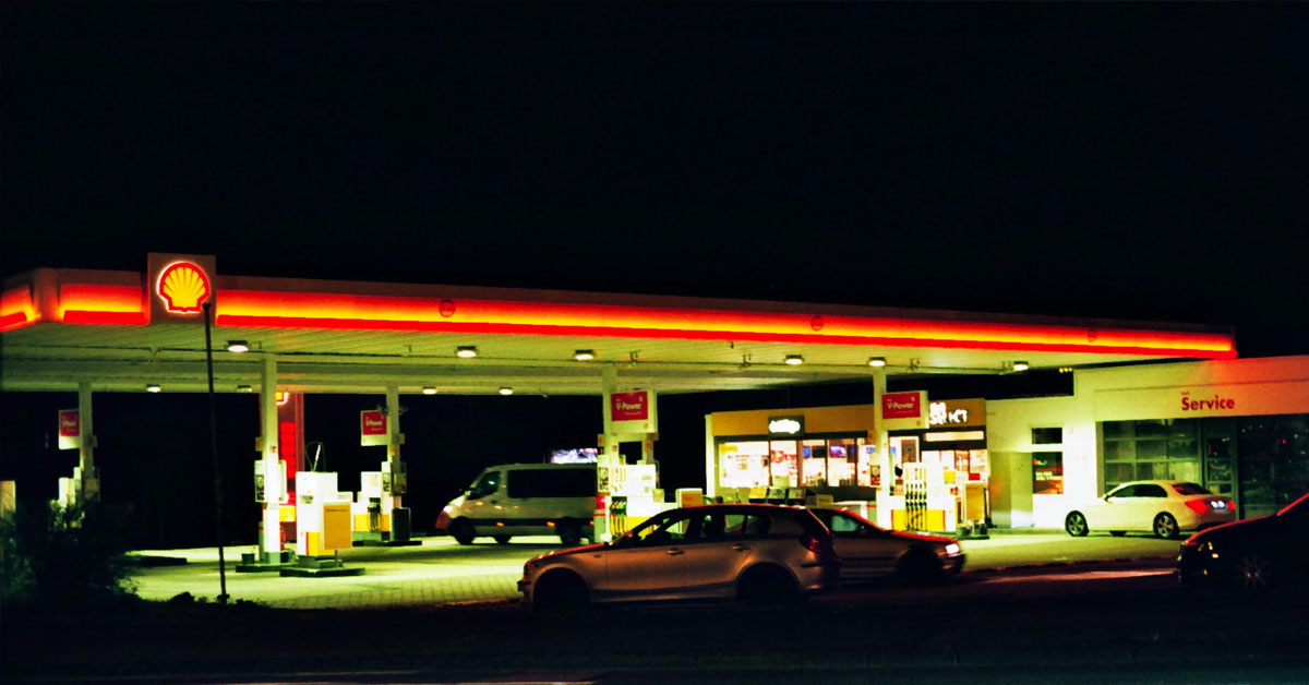 A picture of a Shell petrol station