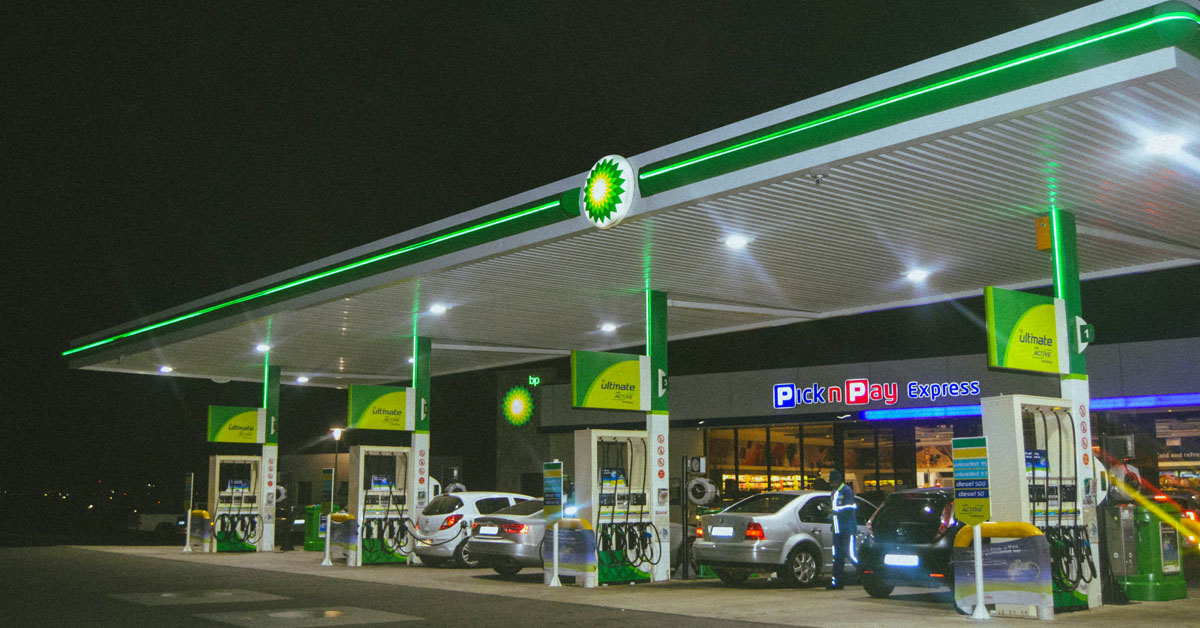 A picture of a BP petrol station