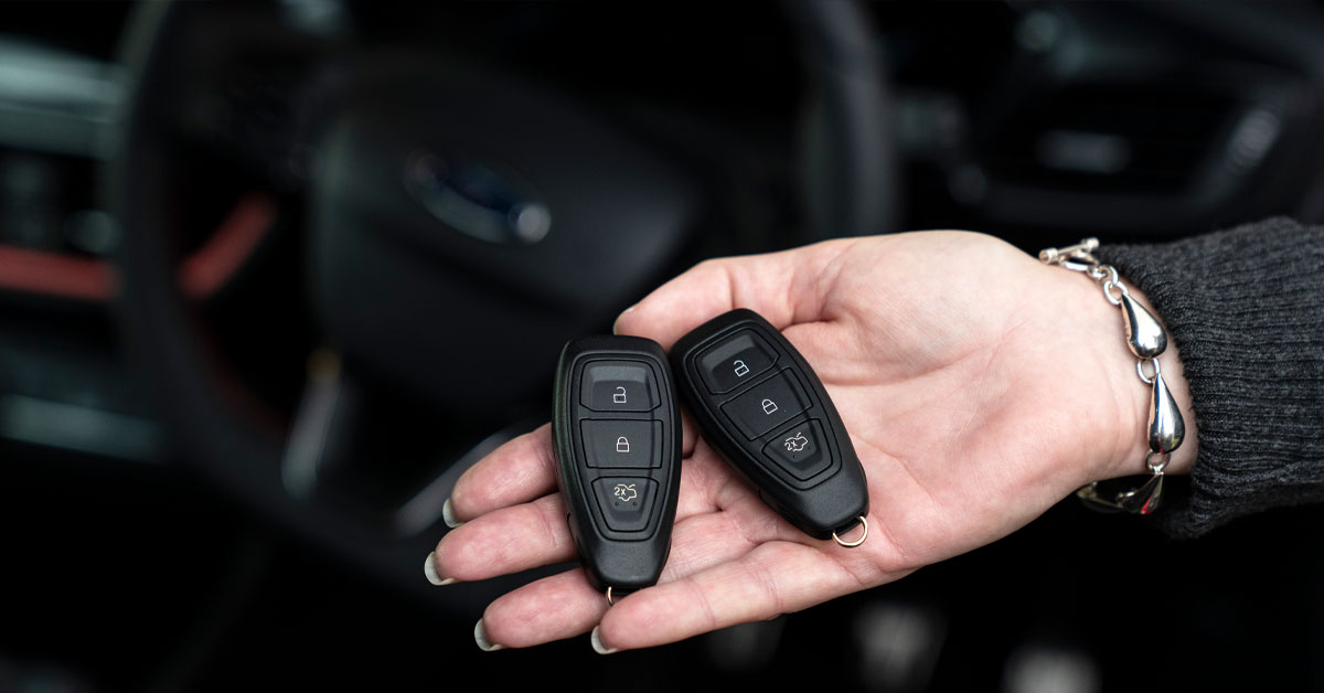A picture of two Ford keyless fobs