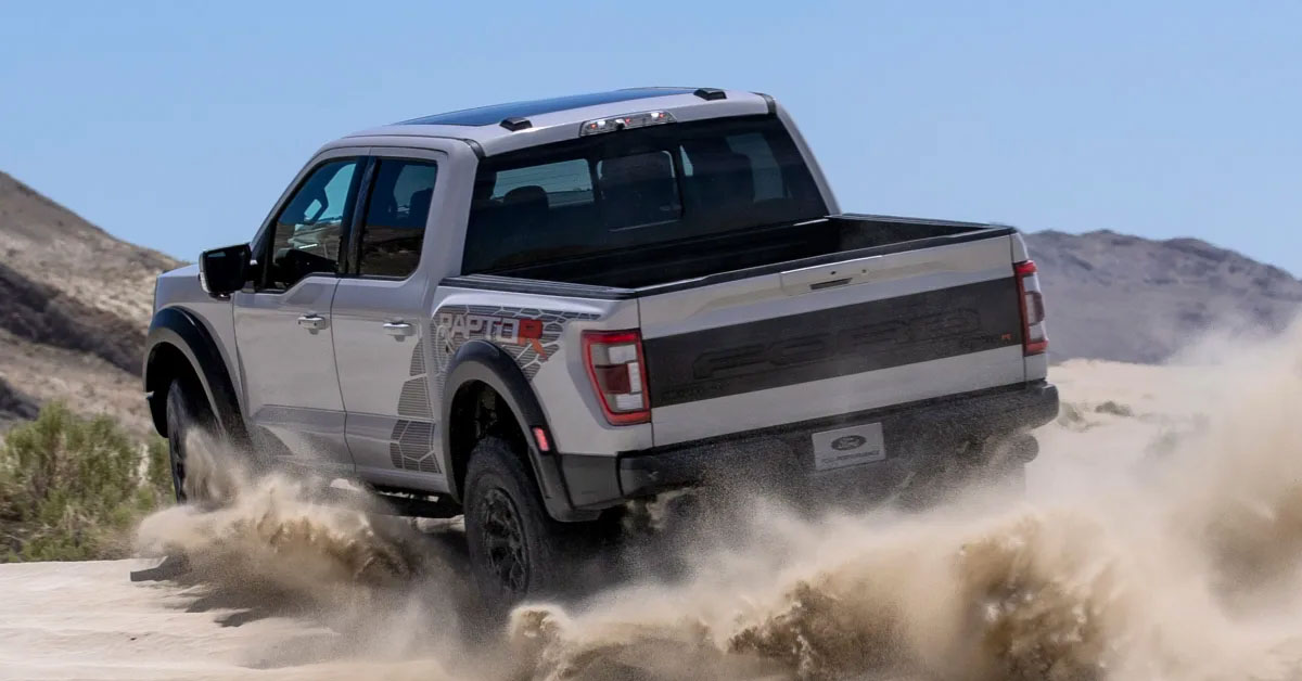 An image of the 2022 Ford F-150 Raptor R from the rear