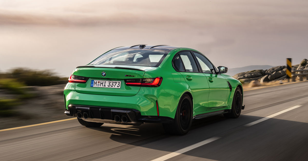 An image of the 2023 BMW M3 CS showing the rear