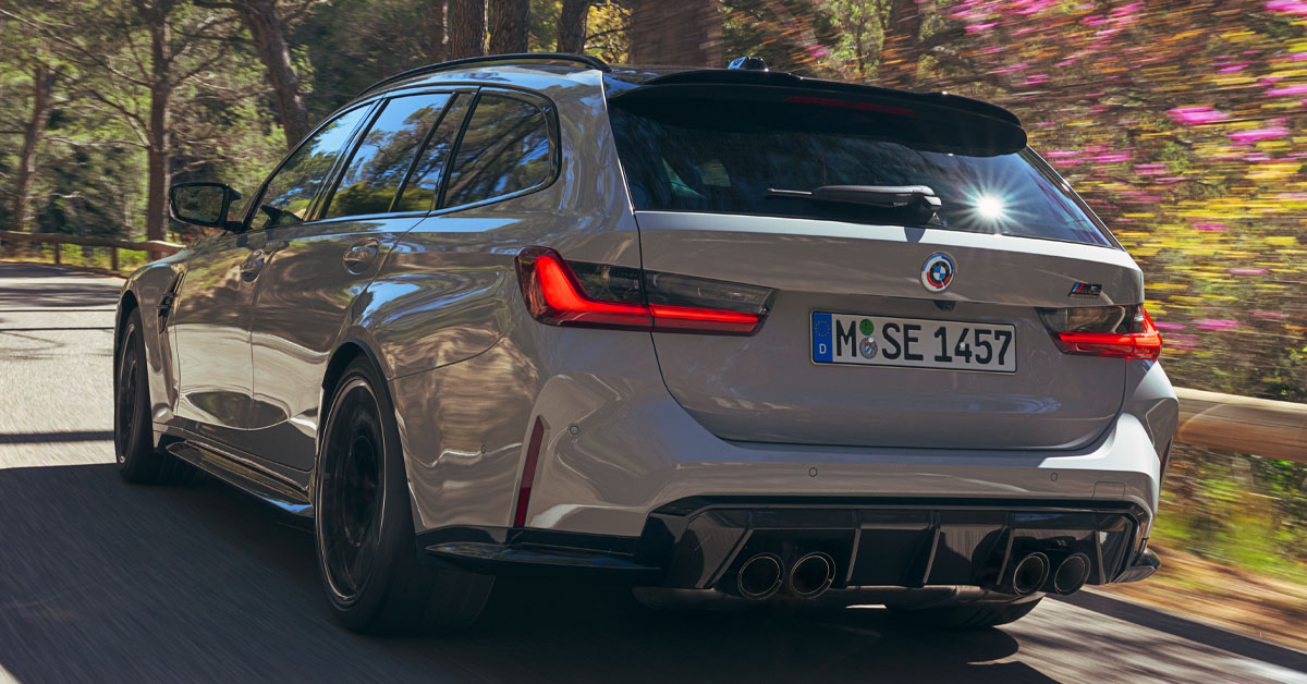 An image of the 2022 BMW M3 Competition Touring xDrive from the rear