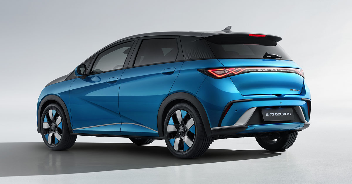 An image of the rear of the 2023 BYD Dolphin electric car