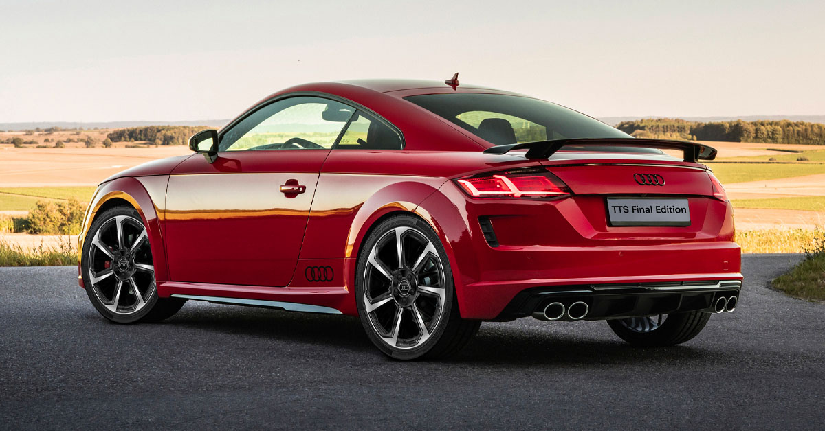 An image of the rear of the 2023 Audi TT Final Edition in Tango Red