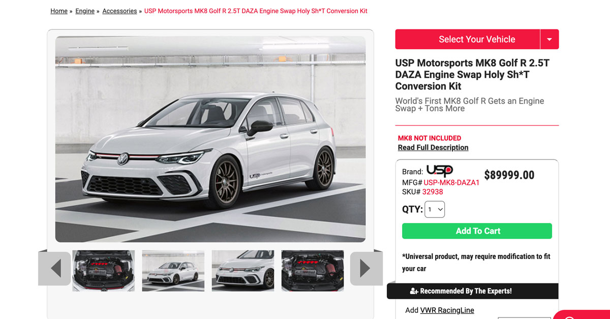 A screenshot from website USP Motorsports