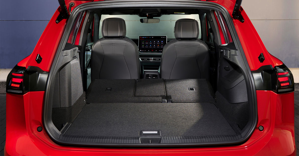 An image showing the opened boot area of the 2024 Volkswagen Tiguan SUV