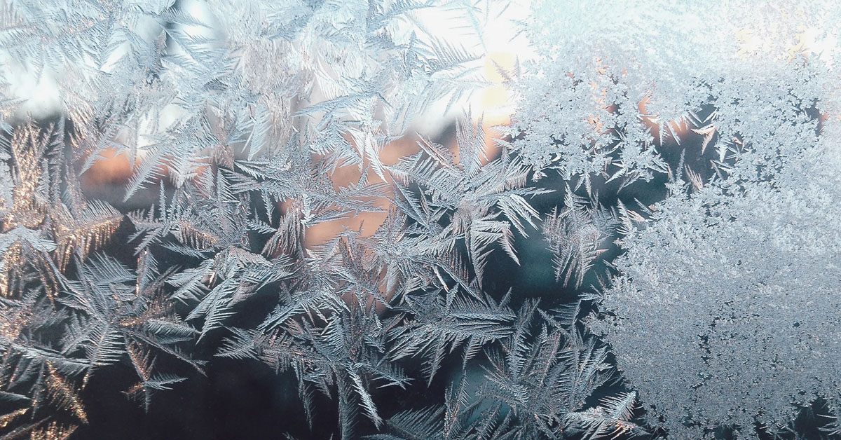 An image of ice frozen against a glass surface